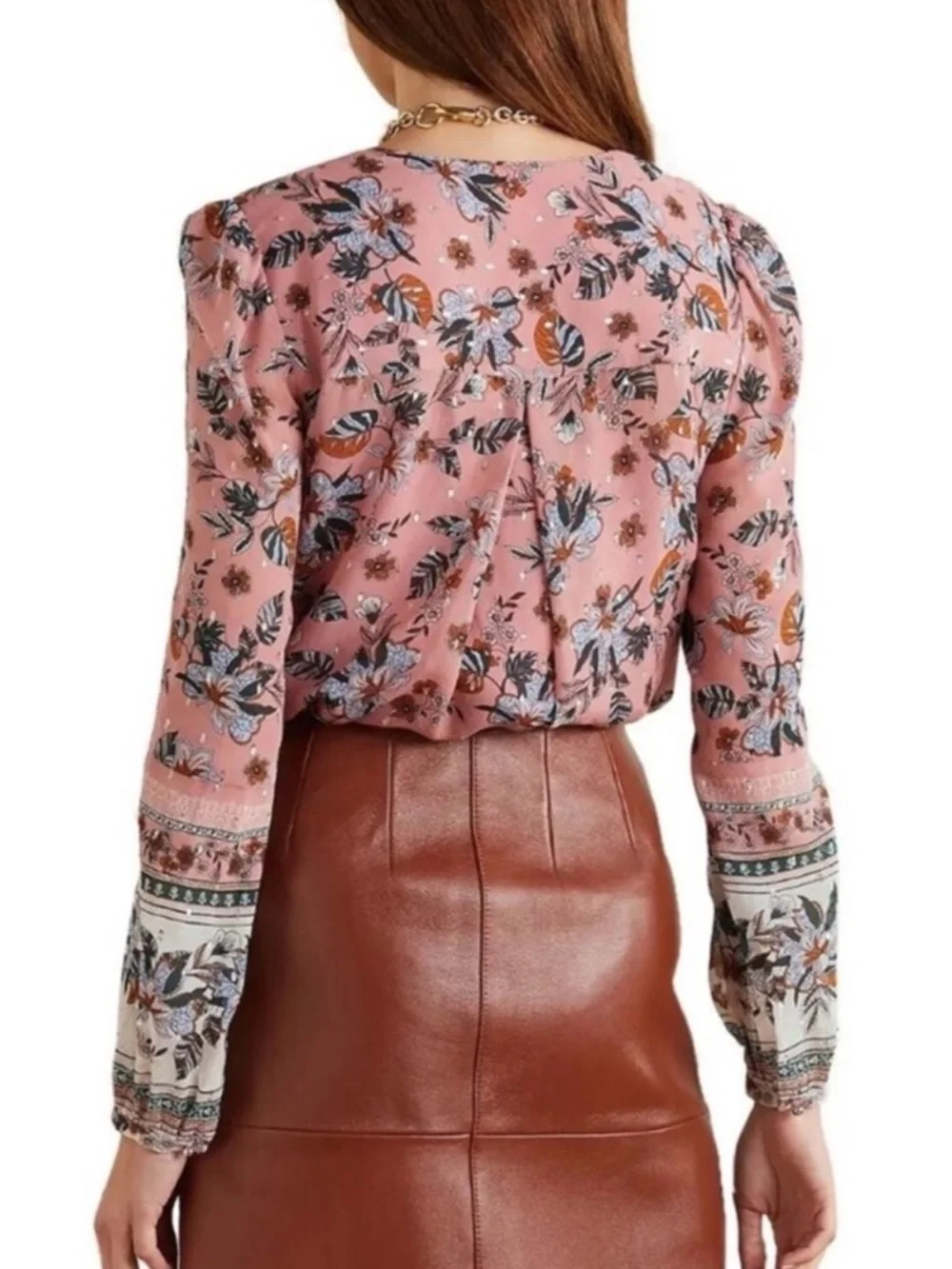 Veronica Beard Lowell Floral-print Silk-blend Georgette Blouse in Mauve Multi - Picture 2 of 9